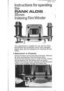 Aldis Ltd FilmStripHolder manual. Camera Instructions.